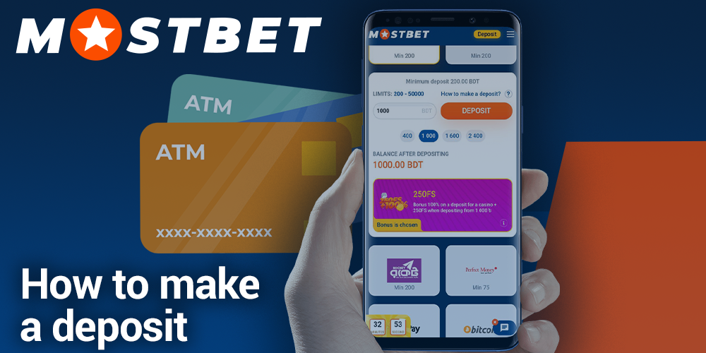 step-by-step instructions on how to make a deposit at Mostbet app