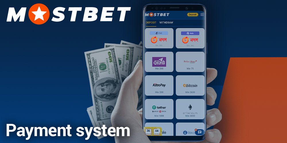 Payment system of Mostbet application